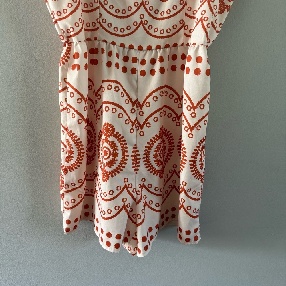 SHEIN Cream & Rust Printed Square Neck Romper - Picture 3 of 7